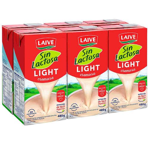 Mezcla Láctea Light sin Lactosa LAIVE Tetrapack 480g Paquete 6un