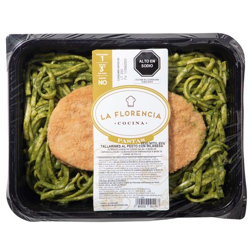 Tallarines al Pesto con Milanesa LA FLORENCIA Bandeja 450g