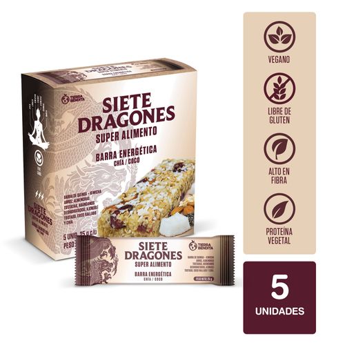 Barra Chía y Coco SIETE DRAGONES Caja 5un