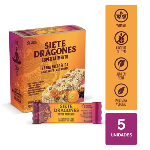 Barra Aguaymanto y Maíz Morado SIETE DRAGONES Caja 5un