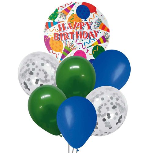 Globo Bouquette OLEGO Happy Birthday Verde Blíster 7un