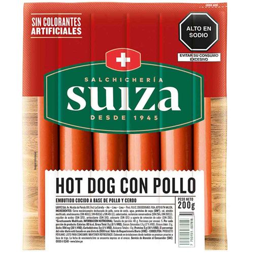Hot Dog Pollo SALCHICHERÍA SUIZA Paquete 200g