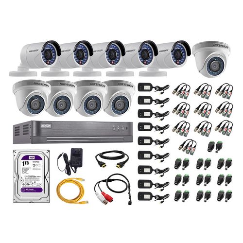 Kit 10 Cámaras de Vigilancia Hikvision Full Hd 1080P Disco 1Tb P2p Kit de Micrófono