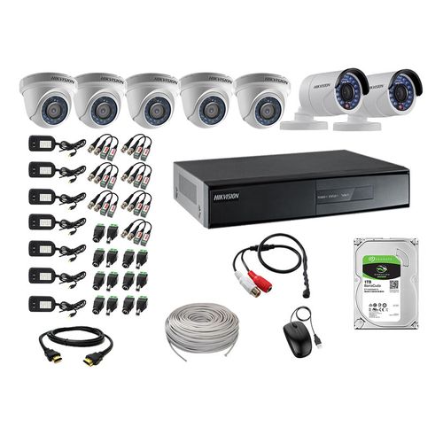 Kit 7 Cámaras de Vigilancia Hikvision Hd 720P 1Tb P2p Kit de Micrófono