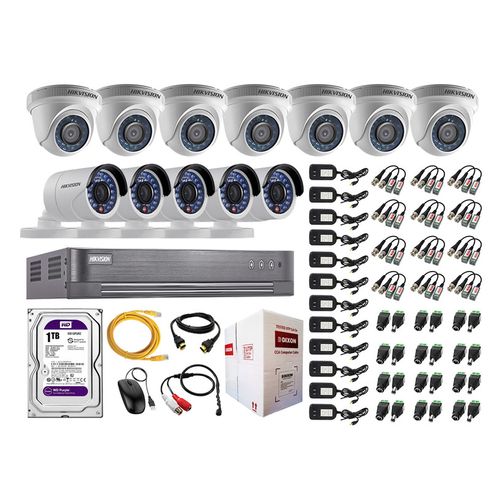 Kit 12 Cámaras de Vigilancia Hikvision Hd 720P 1Tb P2p Kit de Micrófono