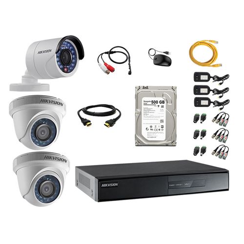 Kit 3 Cámaras de Vigilancia Hikvision Hd 720P 500Gb Kit de Micrófono