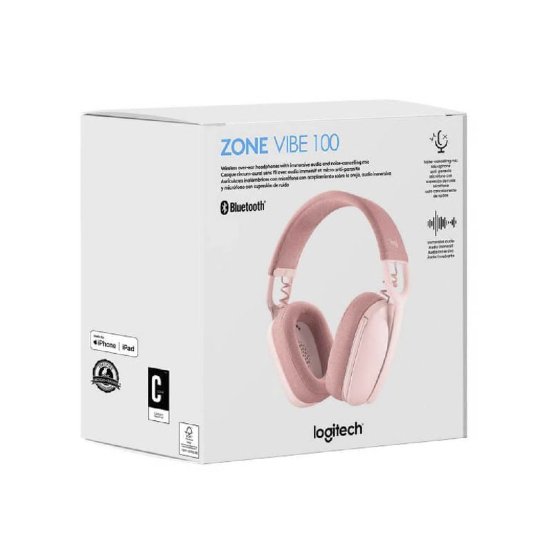 Audifono-con-Microfono-Logitech-Zone-VIBE-100-BT-Rosado