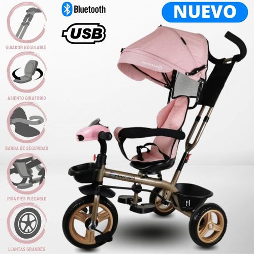TRICICLO GIRATORIO «PAWSOON» USB ROSADO