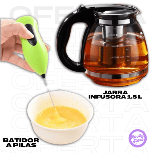 Combo: Jarra con filtro infusor + batidor a pilas