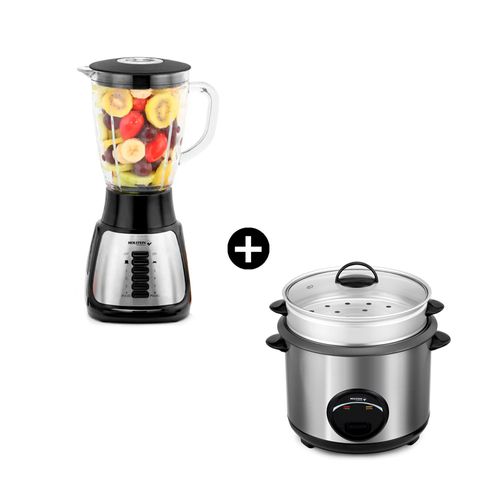 COMBO Olla Arrocera Holstein con vaporera 2.5 litros + Licuadora 1.5 litros