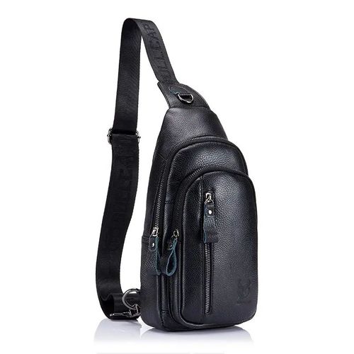 BullCaptain - Mochila Cruzada de Cuero Mate XB-100a-BK Negro