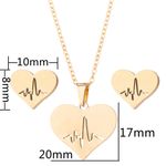 Set-collar-y-aretes-corazon-electrocardiograma-medicina-dorado