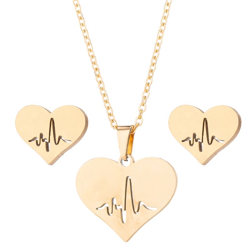 Set-collar-y-aretes-corazon-electrocardiograma-medicina-dorado