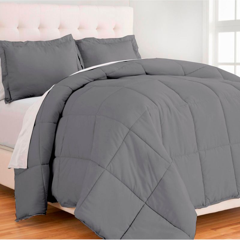 Edredon-King-con-Fundas-de-Almohada-de-Algodon-Gris-Medio