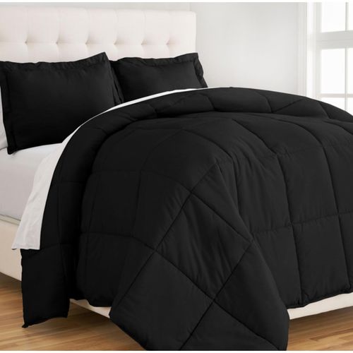 Edredon 2 Plazas con Fundas de Almohada de Algodon Negro