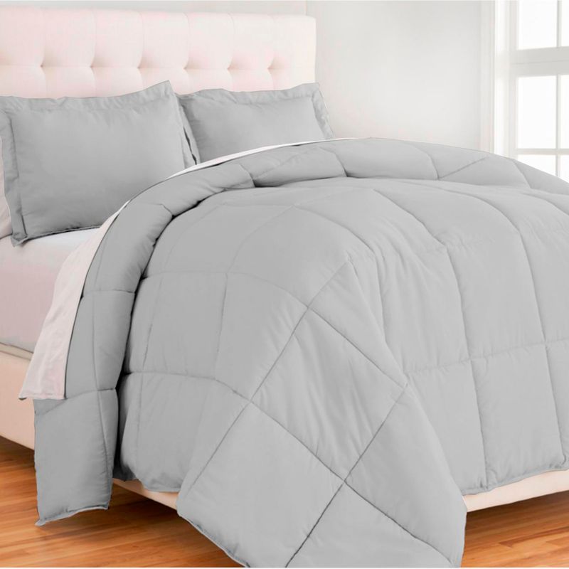 Edredon-2-Plazas-con-Fundas-de-Almohada-de-Algodon-Gris-Claro