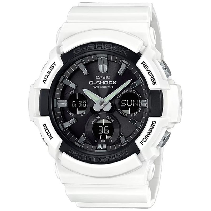 Reloj-Casio-G-Shock-GAS-100B-7A-Solar-Digital-Analogico-Luz-LED-Resina-Blanco-Negro