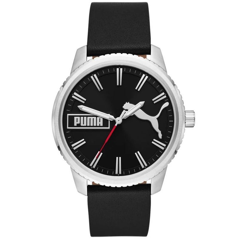 Reloj-Puma-Ultrafresh-P5081-Acero-Inoxidable-Correa-de-Cuero-Negro