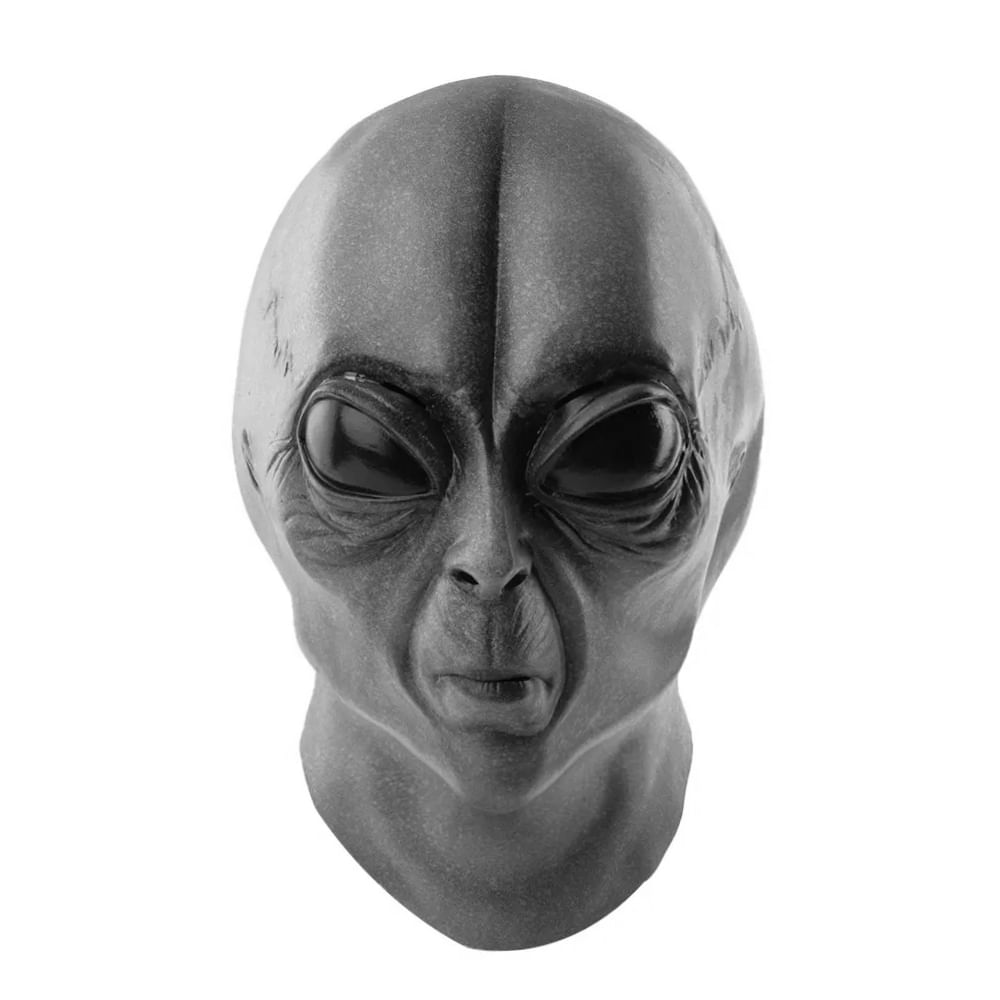 Máscara Alien Gris Marciano Ovni Látex Halloween - Shopstar