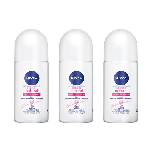 NIVEA Deo Aclarado Natural Classic Touch Roll On 50ML (x3)