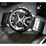Reloj-Lujo-Hombre-CURREN-8329-Plata-Correa-Cuero-Cronografo