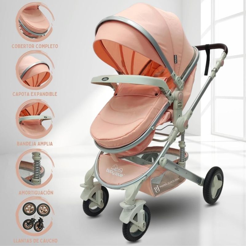COCHE-CUNA-MOISES-DE-LUJO-BABY-LOVE-«PARIS»-ROSADO
