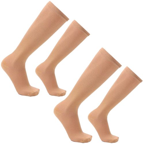 2 PACK MEDIAS COMPRESION LARGAS UNISEX 15-20 MMHG VARICES BEIGE L/XL