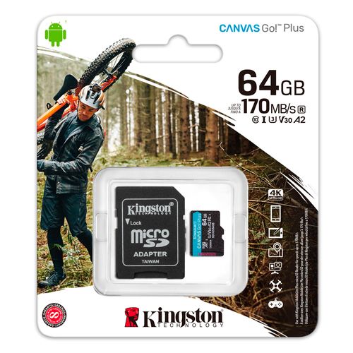 Memoria Micro SD 64GB Kingston CANVAS Go! Plus 170MB/s