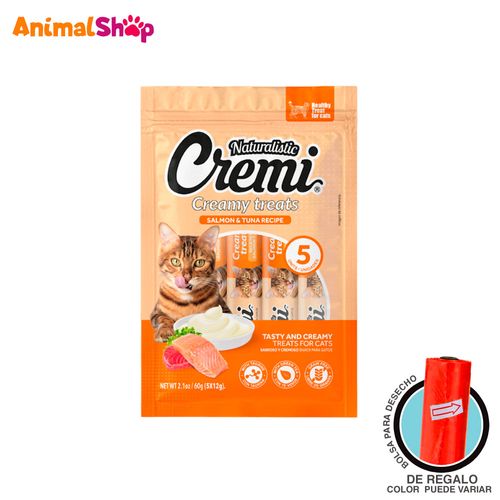 Cremi Atun Y Salmon Snack Humedo Para Gato X 5 Unidades