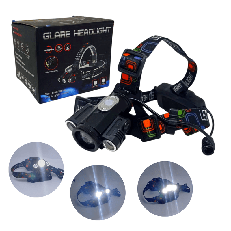 Linterna-Frontal-Recargable-3-Led-T6-Glare-Headlight-Con-Soporte-Para-Bicicleta
