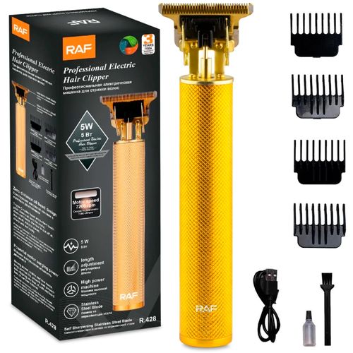 Máquina de Afeitar Profesional Cortadora Patillera Hair Clipper Gold RAF R428