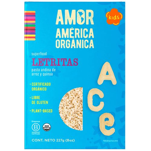 Pasta Letritas AMÉRICA ORGÁNICA Caja 227g