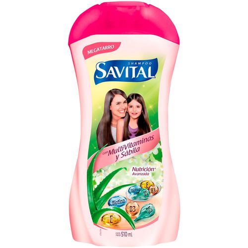 Shampoo SAVITAL MultiVitaminas y Sábila Frasco 510ml