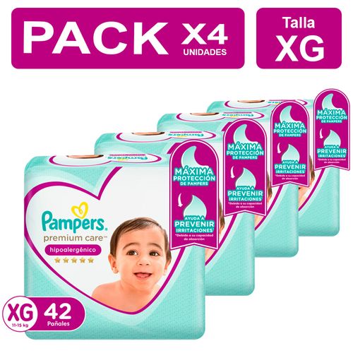 Pañales Pampers Premium Care Talla XG 42 unidades PackX4