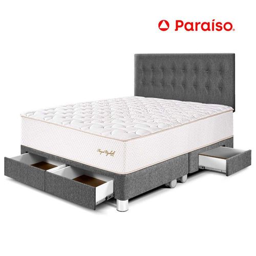 Juego de Dormitorio Paraíso Royal Elizabeth con cajones King + 2 almohadas viscoelásticas + protector