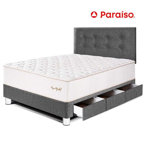 Juego de Dormitorio Paraíso Royal Elizabeth con cajones 1.5 Plazas + 1 almohada viscoelástica + protector