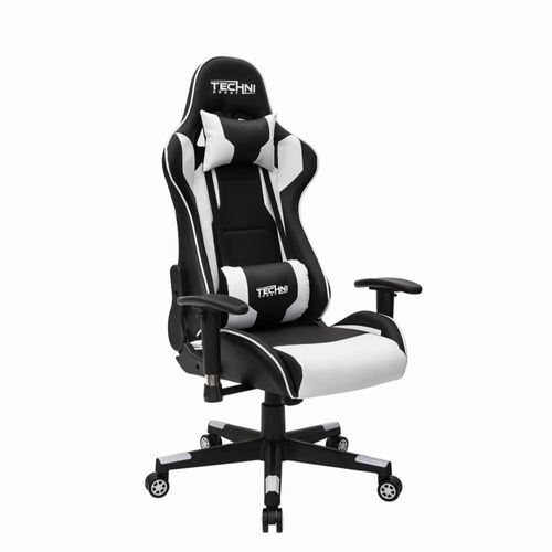 Silla Gamer Technisport Clasic Negro con Blanco, Reclinación 180°