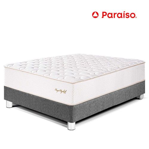 Cama Paraíso Royal Elizabeth 1.5 Plazas Gris + 1 almohada viscoelástica + protector