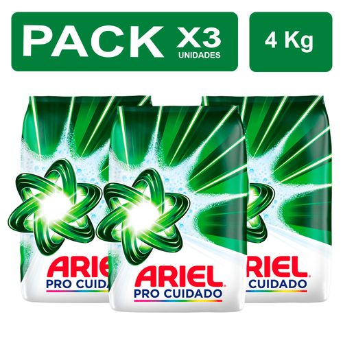 Detergente en Polvo Ariel Regular 4kg PackX3