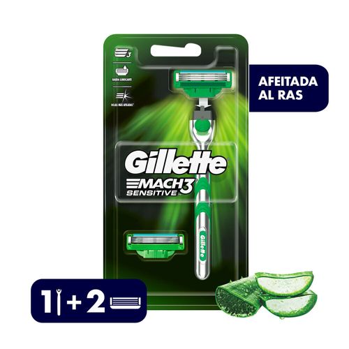 Máquina Gillette Mach3 Sensitive Recargable + 2 cartuchos