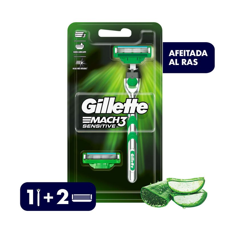 Maquina-Gillette-Mach3-Sensitive-Recargable---2-cartuchos