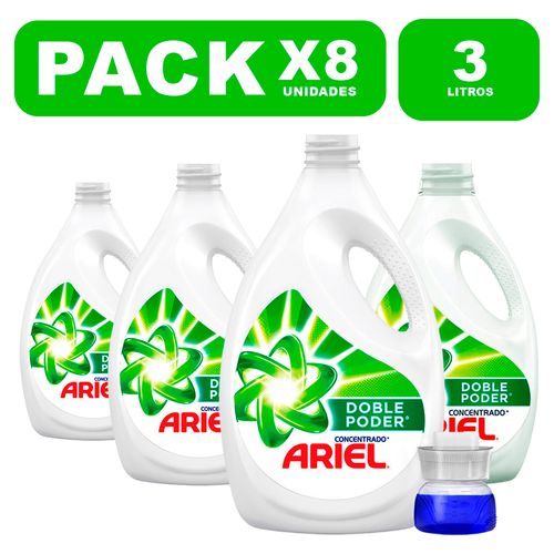 Detergente Líquido Ariel Concentrado 3L PackX8