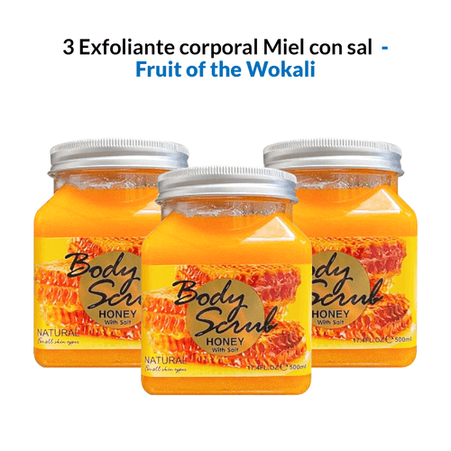 3 Exfoliante corporal Miel con sal 500ml - Fruit of the Wokali