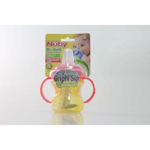 Vaso Nuby Super Straw Easy Grip Amarillo