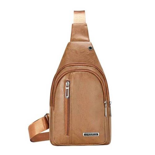 Morral Hombre Cuero Sintético Mochila Pechera Riñonera Calidad 3A CAMEL