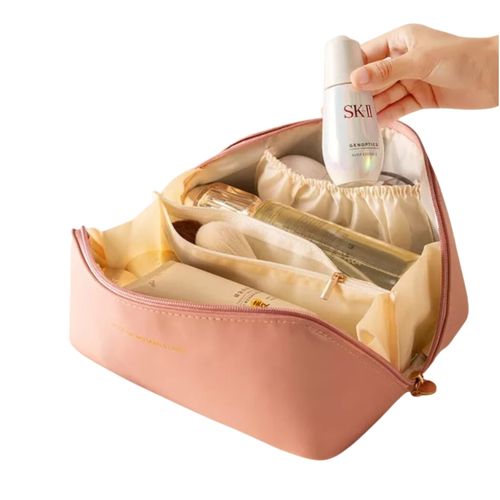 Bolsa para Cosméticos y Maquillaje Portátil con Divisiones rosado