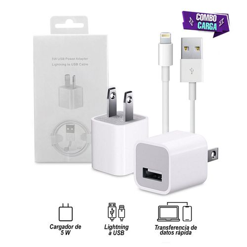 Cargador más cable lightning tipo USB 5w