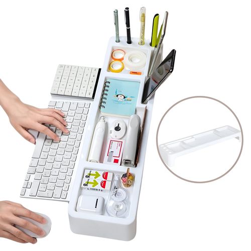 Organizador de Escritorio Elevado Portátil para Oficina y Accesorios de Trabajo Blanco