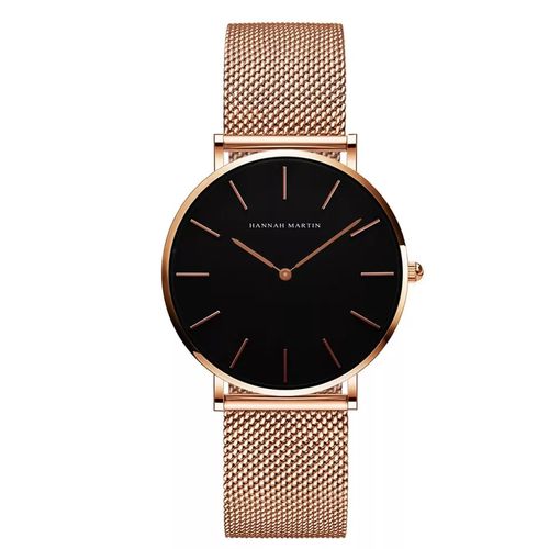 Reloj Hanna Martin Malla Oro Rosa con Negro HAN-M-2