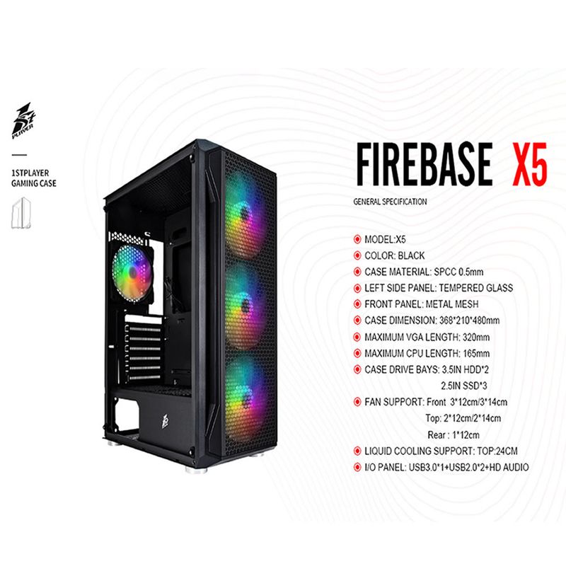 Case-Gamer-1stplayer-X5-Negro
